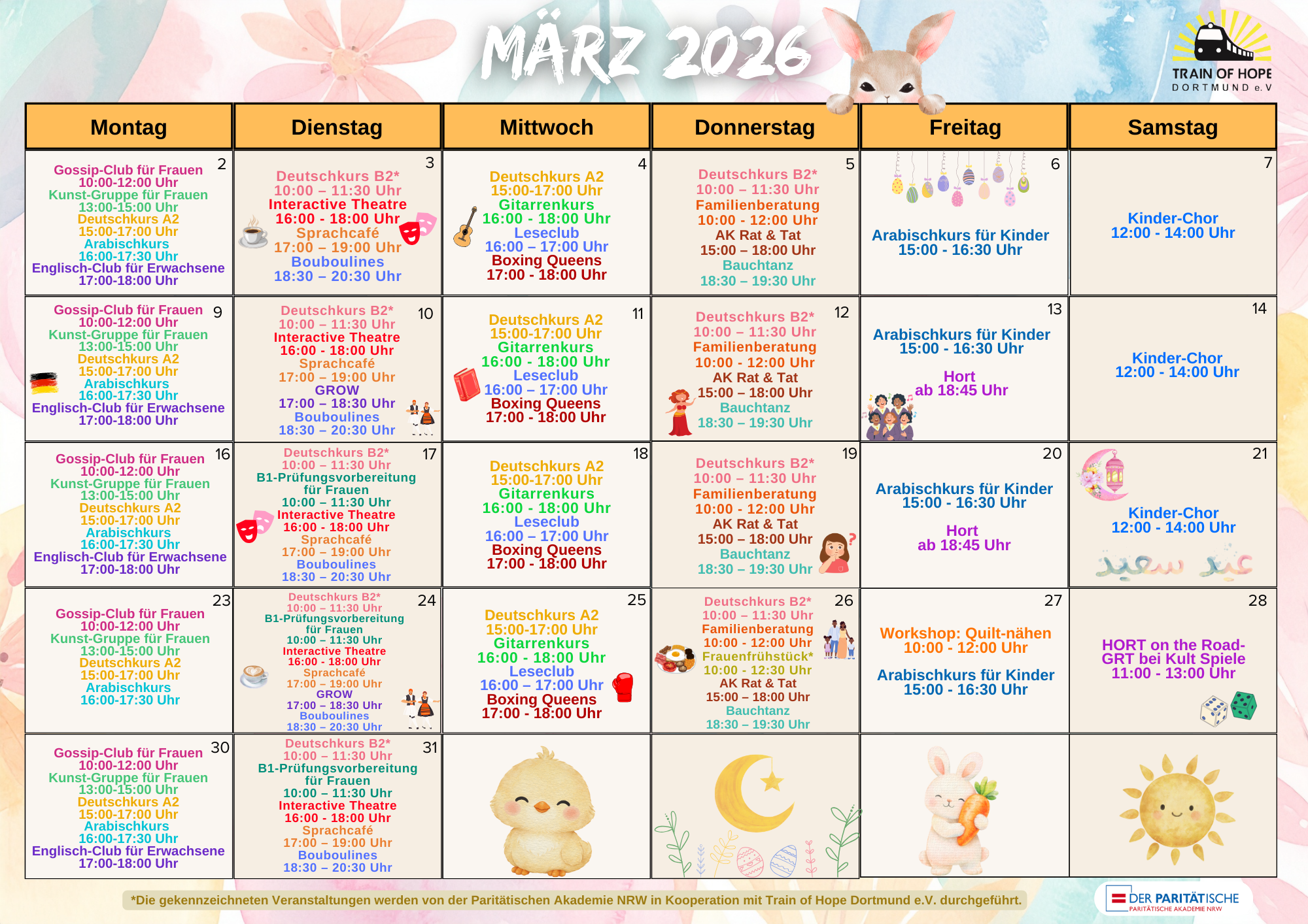 Kalender für März 2026